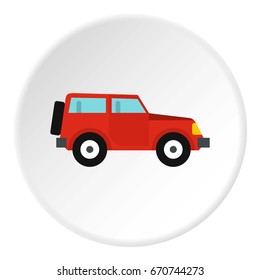 Jeep icon in flat circle isolated vector illustration for web
