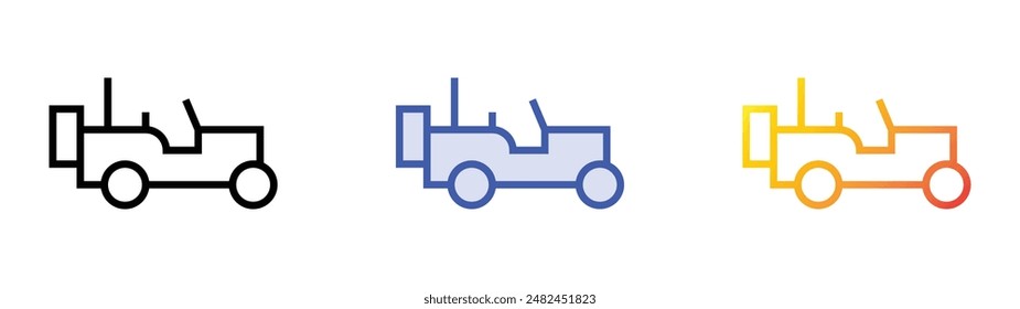 jeep icon. Linear, Blue Fill and Gradient Style Design Isolated On White Background