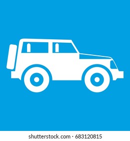 Jeep icon white isolated on blue background vector illustration