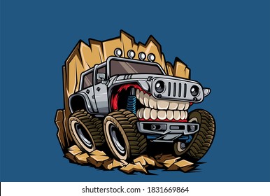 Jeep Illustration With Funny Concept