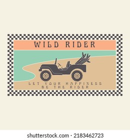 jeep illustration surf graphic design beach vintage badge