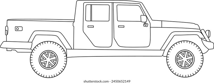Jeep line art for coloring book page