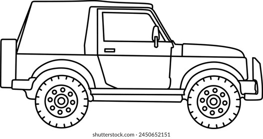 Jeep line art for coloring book page