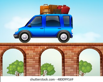 Jeep loaded with luggages illustration