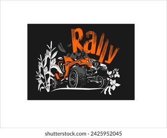 Jeep rally t-shirt print in the middle of the woods