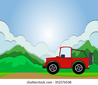 Jeep riding on the road illustration