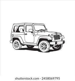 Jeep silhouette isolated on white background. Jeep icon line vector illustration. Jeep logo.