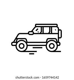 Jeep testing line icon, concept sign, outline vector illustration, linear symbol.