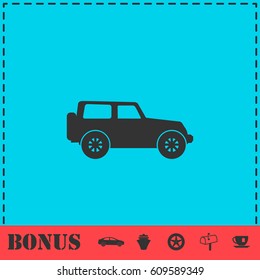 Jeep travel icon flat. Simple vector symbol and bonus icon