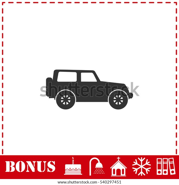 Jeep travel icon flat. Simple vector symbol and
bonus icon