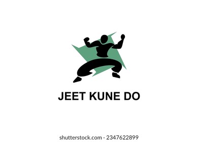 jeet kune do sport Vektorsymbol. Sportler, kämpferische Haltung. Piktogrammgrafik.