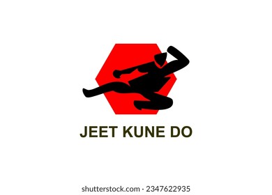jeet kune do sport Vektorsymbol. Sportler, kämpferische Haltung. Piktogrammgrafik.