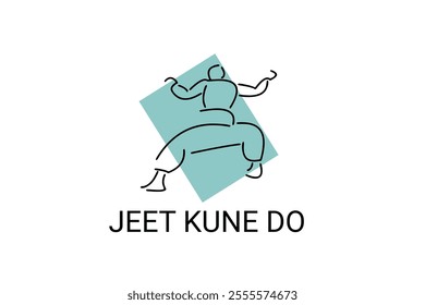 jeet kune do sport vector line icon. sportsman, fighting stance. sport pictogram illustration.