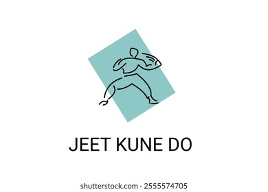 jeet kune do sport vector line icon. sportsman, fighting stance. sport pictogram illustration.