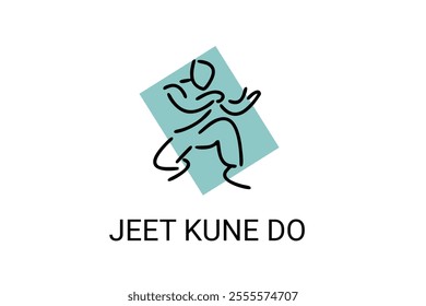 jeet kune do sport vector line icon. sportsman, fighting stance. sport pictogram illustration.