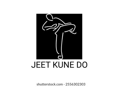 jeet kune do sport vector line icon. sportsman, fighting stance. sport pictogram illustration.