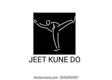 jeet kune do sport vector line icon. sportsman, fighting stance. sport pictogram illustration.