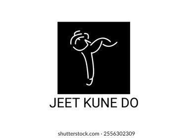 jeet kune do sport vector line icon. sportsman, fighting stance. sport pictogram illustration.