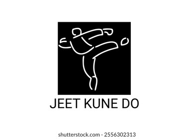 jeet kune do sport vector line icon. sportsman, fighting stance. sport pictogram illustration.