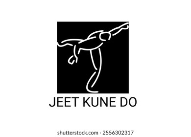 jeet kune do sport vector line icon. sportsman, fighting stance. sport pictogram illustration.
