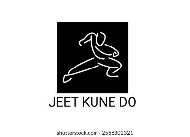 jeet kune do sport vector line icon. sportsman, fighting stance. sport pictogram illustration.
