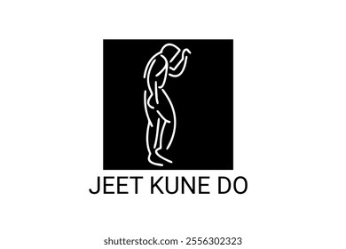 jeet kune do sport vector line icon. sportsman, fighting stance. sport pictogram illustration.