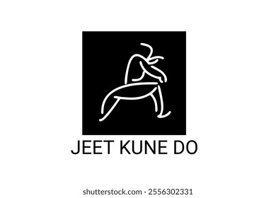 jeet kune do sport vector line icon. sportsman, fighting stance. sport pictogram illustration.