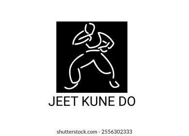 jeet kune do sport vector line icon. sportsman, fighting stance. sport pictogram illustration.