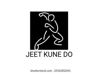 jeet kune do sport vector line icon. sportsman, fighting stance. sport pictogram illustration.