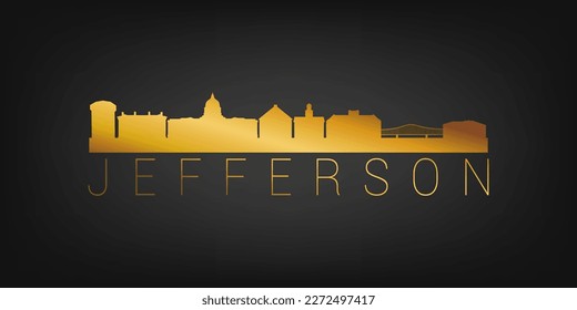 Jefferson City, MO, USA Gold Skyline City Silhouette Vector. Golden Design Luxury Style Icon Symbols. Travel and Tourism Famous Buildings.