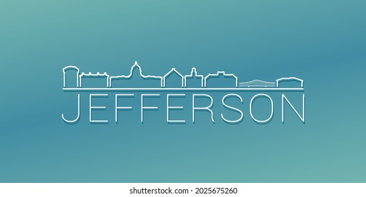 Jefferson City, MO, USA Skyline Linear Design. Flat City Illustration Minimal Clip Art. Background Gradient Travel Vector Icon.
