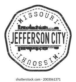 Jefferson City, MO, USA Stamp Skyline Postmark. Silhouette Postal Passport. City Round Vector Icon. Vintage Postage Design.