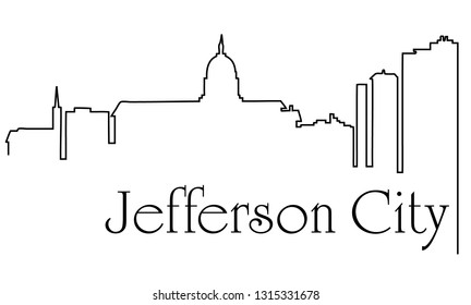 Jefferson City one line drawing abstract background with cityscape