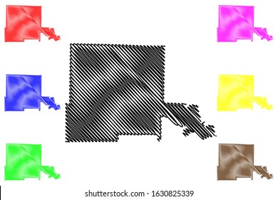 Jefferson County, Arkansas (U.S. county, United States of America,USA, U.S., US) map vector illustration, scribble sketch Jefferson map