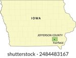 Jefferson County and city of Fairfield location on Iowa state map