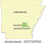 Jefferson County and city of Pine Bluff location on Arkansas state map