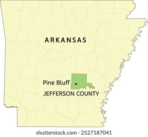 Jefferson County and city of Pine Bluff location on Arkansas state map