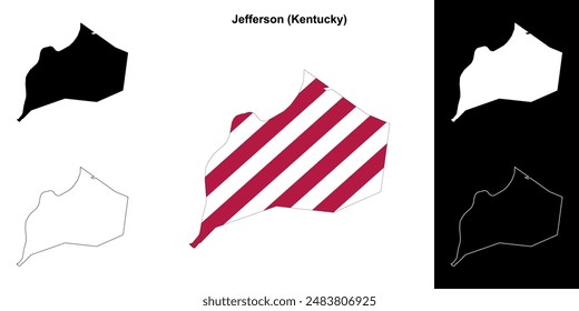 Jefferson County (Kentucky) outline map set