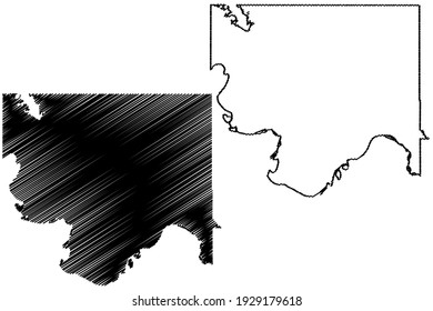 Jefferson County, Oklahoma State (U.S. county, United States of America) map vector illustration, scribble sketch Jefferson map