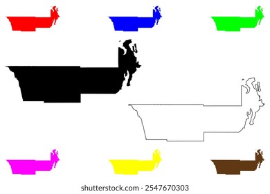 Jefferson County, Estado de Washington (EUA, Estados Unidos da América, EUA, EUA) mapa ilustração vetorial, esboço de rabisco Mapa de Jefferson