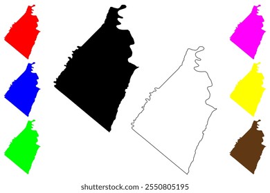 Jefferson County, Estado da Virgínia Ocidental (EUA, Estados Unidos da América, EUA, EUA) mapa ilustração vetorial, rabiscar esboço Mapa de Jefferson