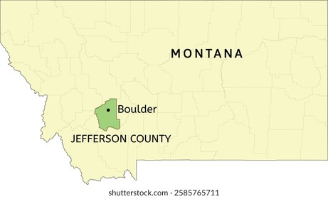 Jefferson County and town of Boulder location on Montana state map