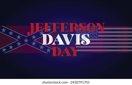 Jefferson Davis Day Stylish Text With Usa Flag Background Design