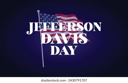 Jefferson Davis Day Texto Elegante Con Diseño De Fondo De Bandera De Estados Unidos