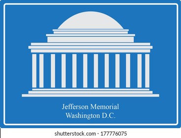 Jefferson Memorial, Washington DC. eps10 vector on blue background.