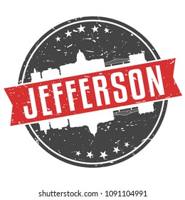 Jefferson Missouri Round Travel Stamp Icon Skyline City Design Seal Badge Illustration Clipart.