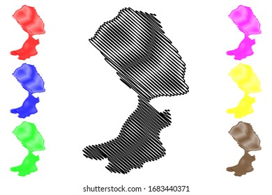Jegunovce Municipality (Republic of North Macedonia, Polog Statistical Region) map vector illustration, scribble sketch Jegunovce map