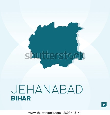 JEHANABAD District Map, Bihar, India – Editable Vector Outline.