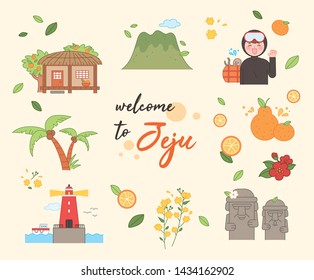 Jeju element illustration. Hand drawn vector illustration EPS10