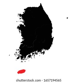 Jeju highlighted on South Korea map Vector EPS 10